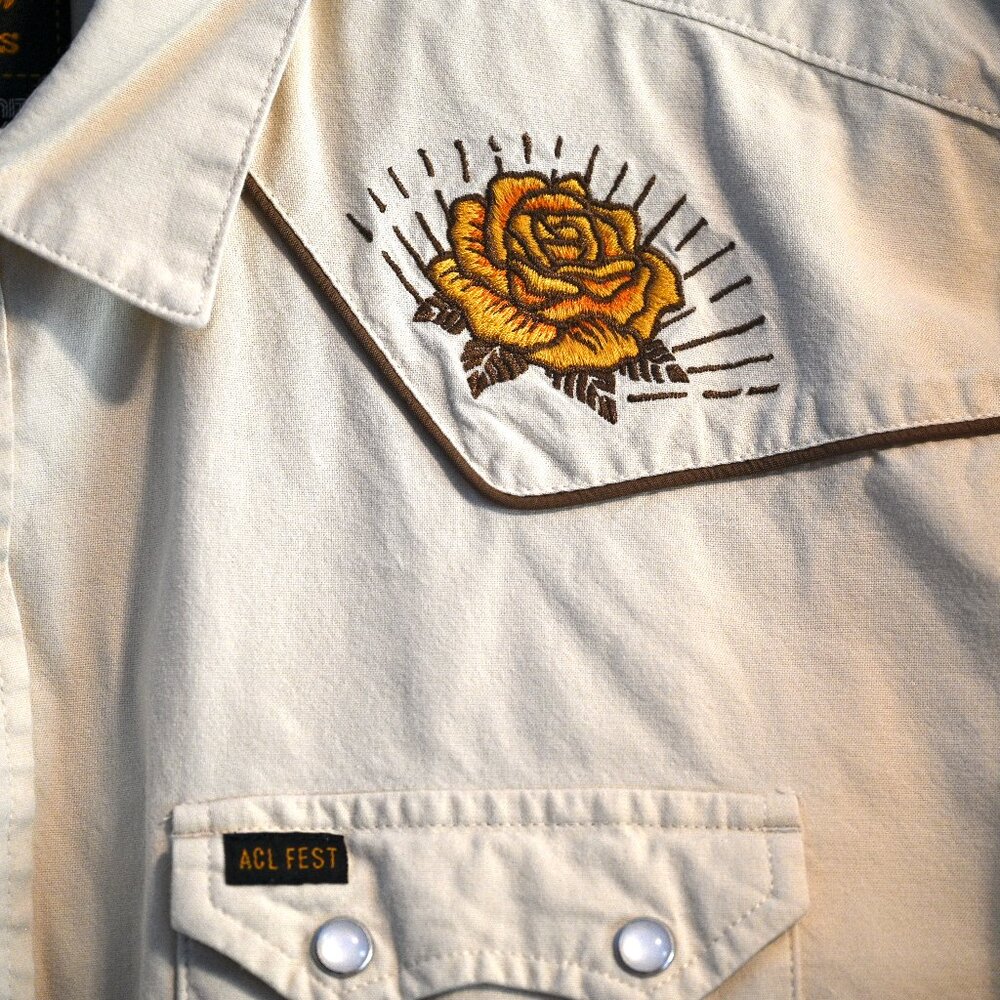 Howler Brothers ACL yellow rose short sleeve crosscut shirt L - Picture 4 of 6